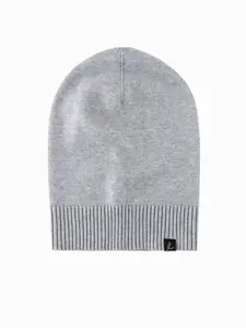 Ombre Men's winter cotton knit beanie hat - grey melange