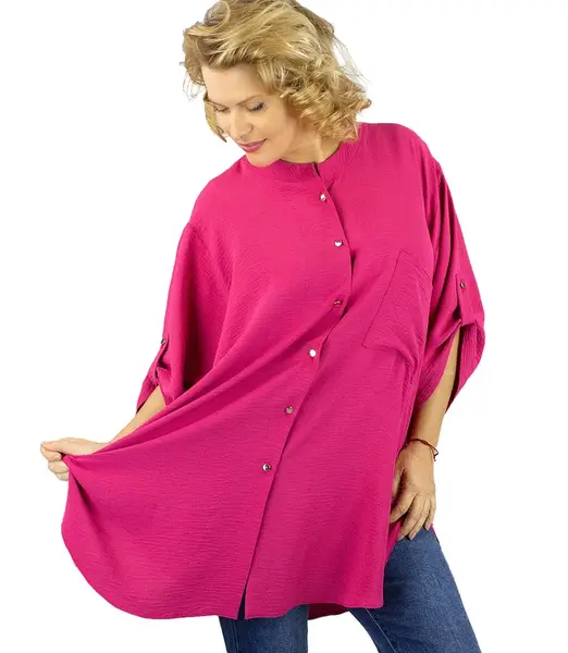 Pri Elegant oversize blouse shirt with stand-up collar ANNA