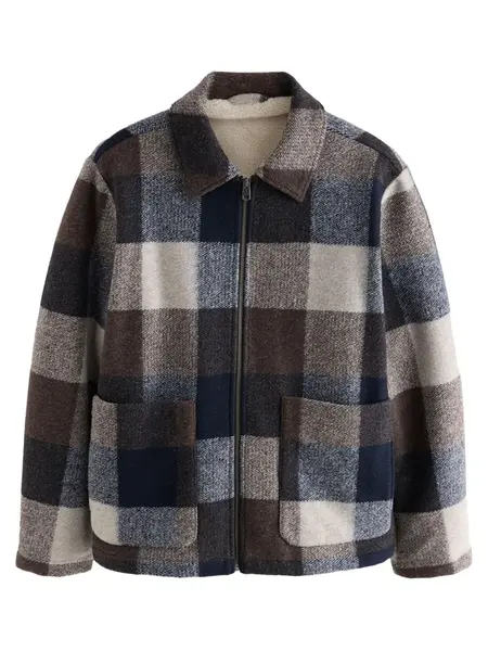 Next Prechodná bunda  námornícka modrá / tmavohnedá / hnedá melírovaná / svetlosivá