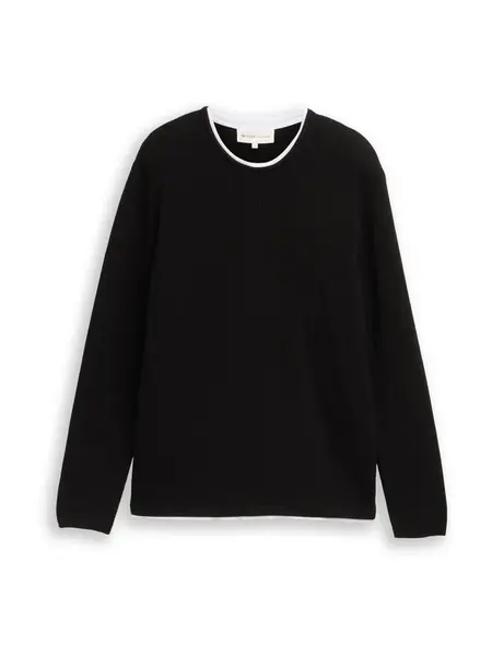 TOM TAILOR DENIM Sveter  čierna / biela