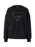 GUESS Mikina 'TRIANGLE GLITTER'  čierna / strieborná