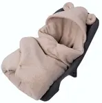 Baby Nellys Oteplený fusák, deka s kapucí do autosedačky Beránek - béžový