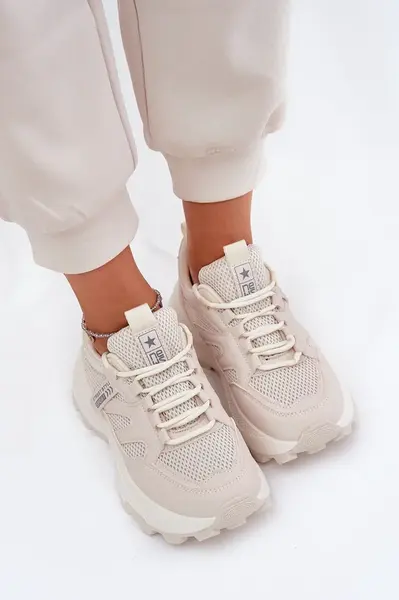 EVENTO Športové Topánky Sneakers Dámske Hrubá Podrážka Béžové Prononice