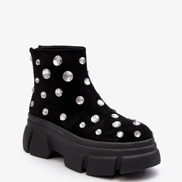 Dámské zimní kotníkové boty s krystaly