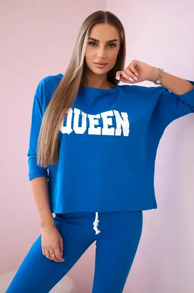 Sada s potiskem Queen v modrofialové barvě