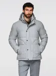 Ombre Men's lightweight jacket with mesh lining and hood - grey
