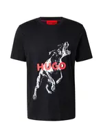 HUGO Tričko 'Deyladec'  brusnicová / čierna / šedobiela