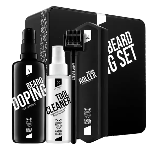 ANGRY BEARDS Sada na podporu růstu vousů – Roller & Doping