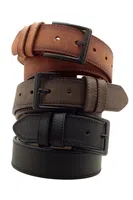 R0928 Dewberry Set Of 3 Mens Belt For Jeans And Canvas-BLACK-BROWN-TABA