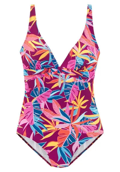 BUFFALO Jednodielne plavky  modrá / farba lesného ovocia / oranžová / ružová