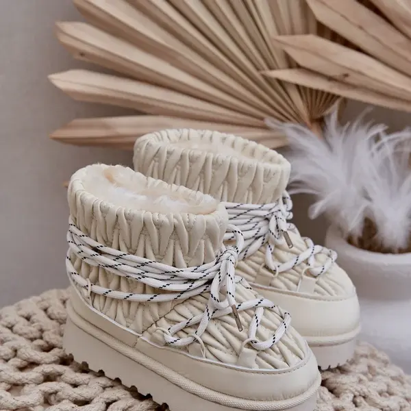 FR1 Dětské Sněhule S Teplou Podšívkou Světle Béžové Nastira