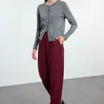 Trendyol Claret Red Balloon Pattern Woven Trousers