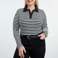 Trendyol Curve Black-White Striped Knitted Blouse