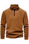 49143 Dewberry Half Zipper Stand Collar Mens Fleece-CAMEL