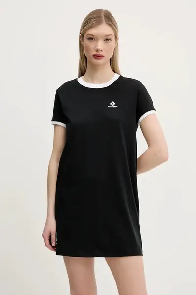 Bavlněné šaty Converse černá barva, mini, 10027377-A02
