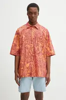 Bavlněná košile Marcelo Burlon Aop Mech Bowling Shirt Orange Burgundy
