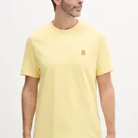Bavlněné tričko Tommy Hilfiger žlutá barva, s aplikací, MW0MW39256