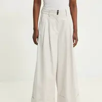 Bavlněné kalhoty Answear.LAB dámské, bílá barva, jednoduché, high waist