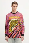 Bavlněné tričko s dlouhým rukávem adidas Originals GRAPHIC LS TEE fialová barva, JX1702