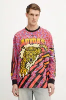 Bavlněné tričko s dlouhým rukávem adidas Originals GRAPHIC LS TEE fialová barva, JX1702