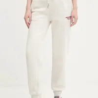 Tepláky Abercrombie & Fitch dámské, béžová barva, s aplikací, KI147-5049