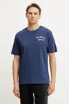 Bavlněné tričko New Balance tmavomodrá barva, s aplikací, MT43556NNY