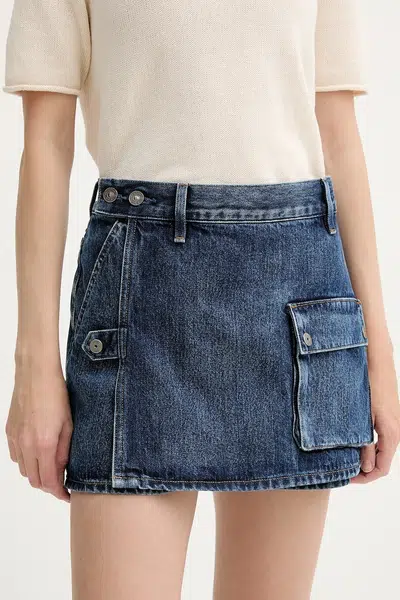 Džínová kalhotová sukně G-Star dámská, tmavomodrá barva, hladká, high waist, D26173-D788