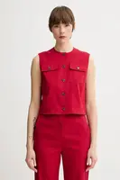 Lněná vesta Theory červená barva, jednořadá, P0303110