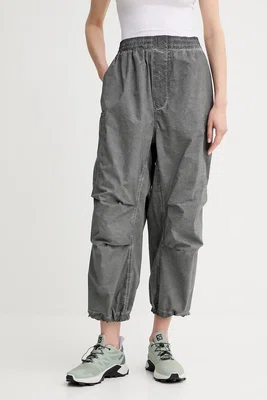 Kalhoty Sunnei dámské, šedá barva, široké, high waist, RTWXBOT023