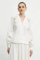 Bavlněná košile Twinset dámská, béžová barva, regular, 251TT2333