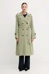 Kabát Dkny dámský, zelená barva, dvouřadový, DLEMPQ97