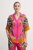 Košile Versace Jeans Couture dámská, růžová barva, relaxed, s klasickým límcem, 78HAL2P9 NS646