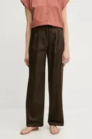 Kalhoty MAX&Co. dámské, hnědá barva, jednoduché, high waist, 2516131114200