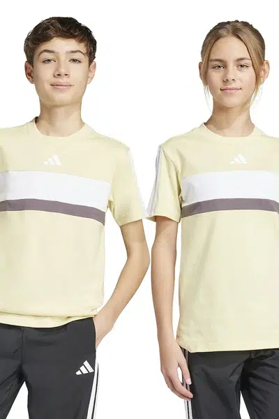 Dětské bavlněné tričko adidas žlutá barva, JC6661