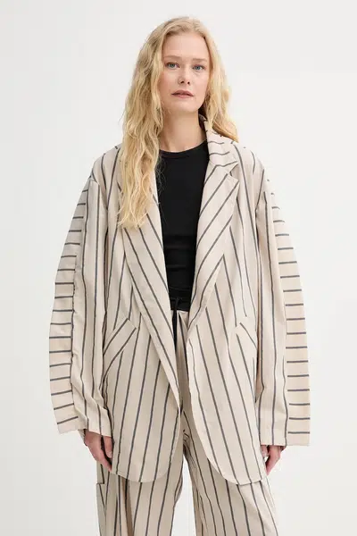 Bunda MMC STUDIO dámská, béžová barva, přechodná, oversize, FRAKTA