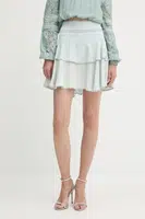 Sukně s příměsí lnu Guess TAINA modrá barva, mini, áčková, W5GD85 D5N81