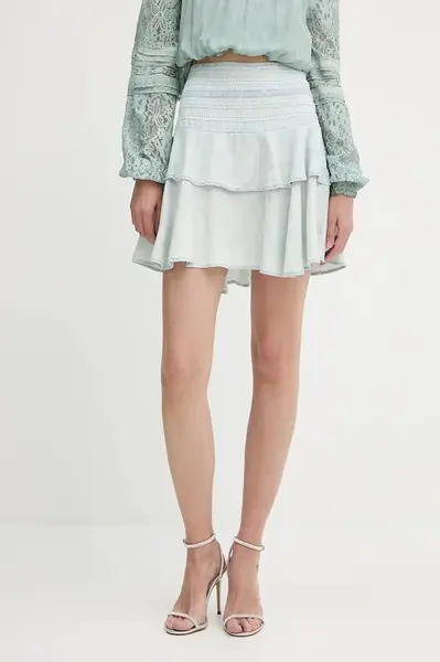 Sukně s příměsí lnu Guess TAINA