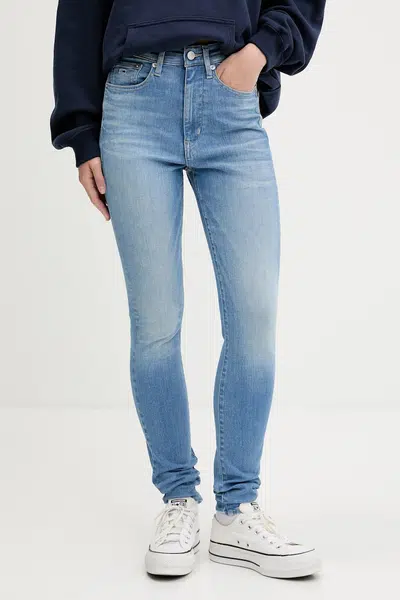 Džíny Tommy Jeans dámské, modrá barva, DW0DW20028