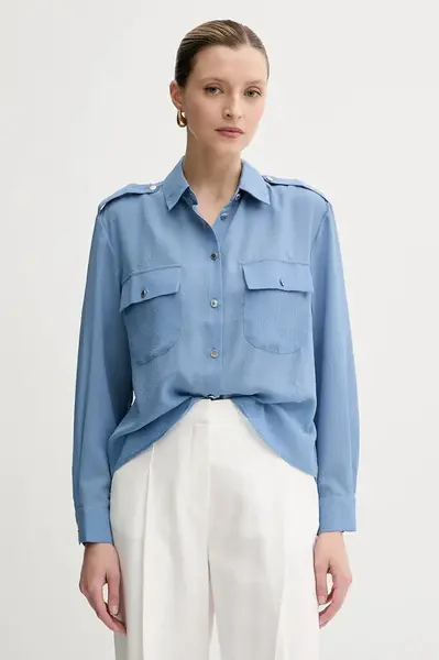 Košile Morgan CROKI dámská, modrá barva, relaxed, s klasickým límcem, CROKI