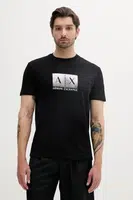 Bavlněné tričko Armani Exchange pánské, černá barva, s potiskem, XM000555 AF10358