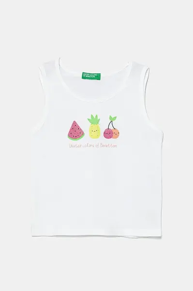Dětský bavlněný top United Colors of Benetton bílá barva, 3I1XGH012