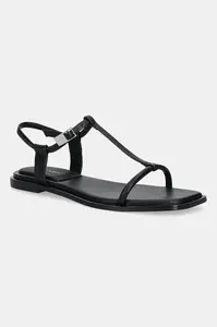 Kožené sandály Calvin Klein FLAT SANDAL SQUARED BUCKLE LTH