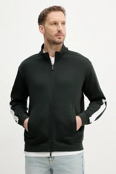 Bavlněná mikina Armani Exchange pánská, zelená barva, hladká, XM000311 AF10365