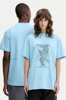 Bavlněné tričko Pangaia modrá barva, s potiskem, 10002436