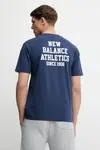 Bavlněné tričko New Balance pánské, tmavomodrá barva, s potiskem, MT51526NNY
