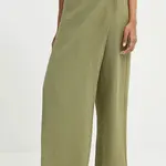Bavlněné kalhoty Answear.LAB dámské, zelená barva, široké, high waist