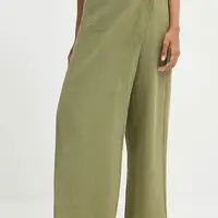 Bavlněné kalhoty Answear.LAB dámské, zelená barva, široké, high waist