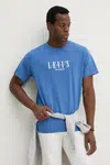 Bavlněné tričko Levi's SS RELAXED FIT TEE fialová barva, s aplikací, 16143