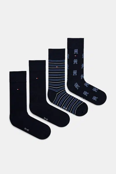 Ponožky Tommy Hilfiger 4-pack pánské, tmavomodrá barva, 701232605