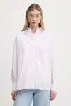 Bavlněná košile Guess Jeans růžová barva, relaxed, s klasickým límcem, W5RH94 WGZ11